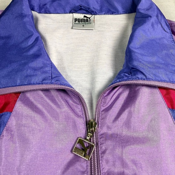Puma Track Jacket Colorblock Purple Pink Blue 80s 90s Vintage Women's Size 6 - Picture 3 of 16